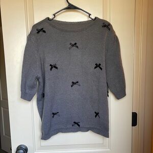 Gray Sweater with Black Bow Accents
